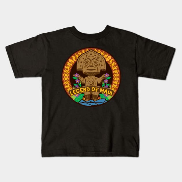 Legend of Maui - Polynesian Tiki Kids T-Shirt by Erekyu